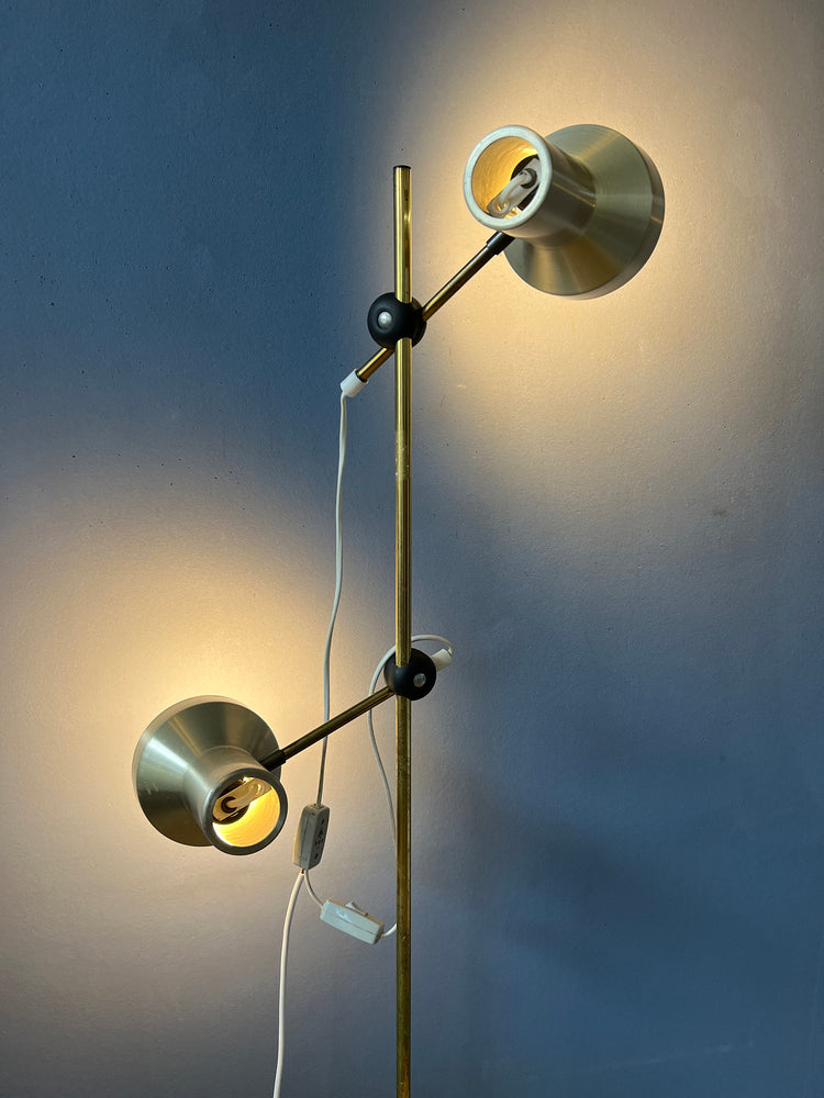 Mid Century Floor Lamp with Aluminium Spots / Space Age Standing Light