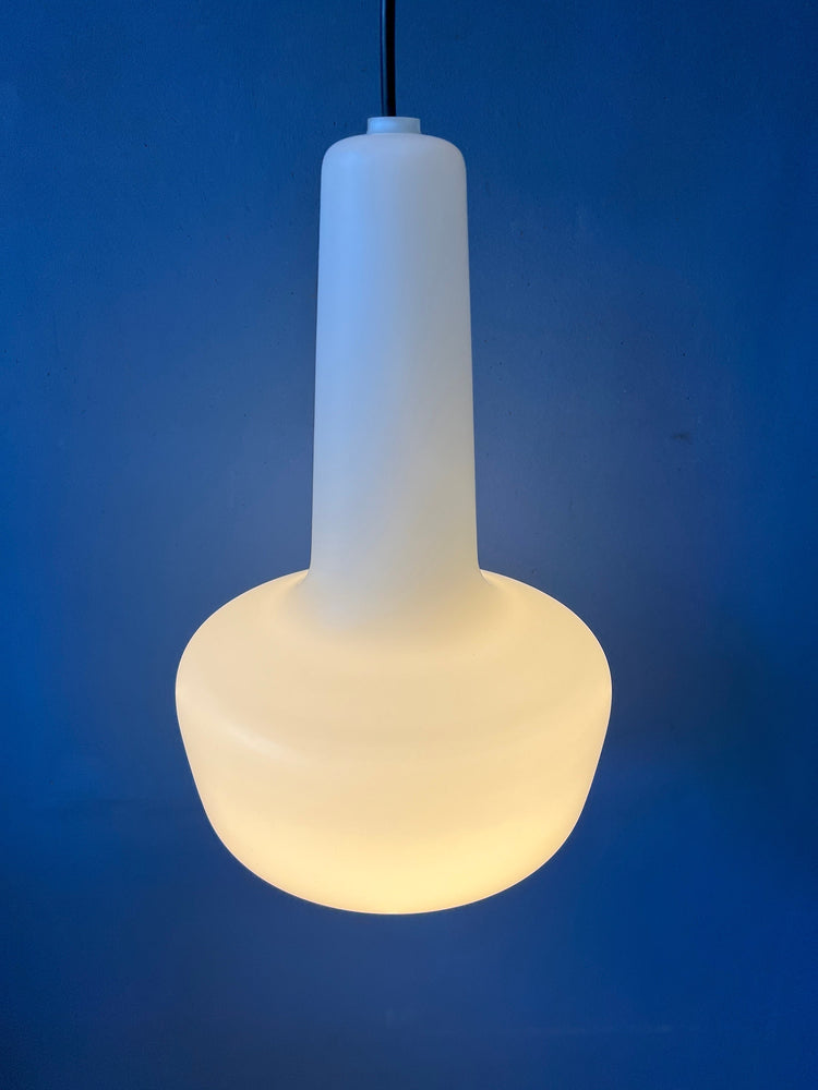 Fog & Mørup White Kreta Pendant Lamp / Holmegaard Mid Century Glass Light Fixture