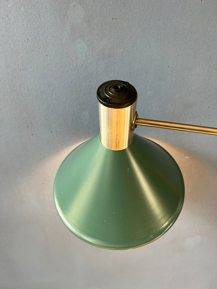 Mid Century Dijkstra Swing Arm Wall Lamp with Green Shade