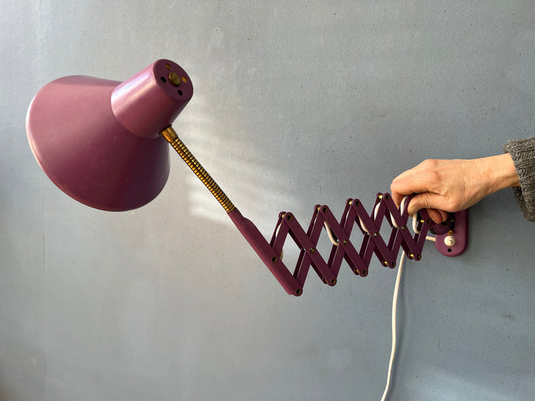 Purple Vintage Space Age Scissor Wall Lamp