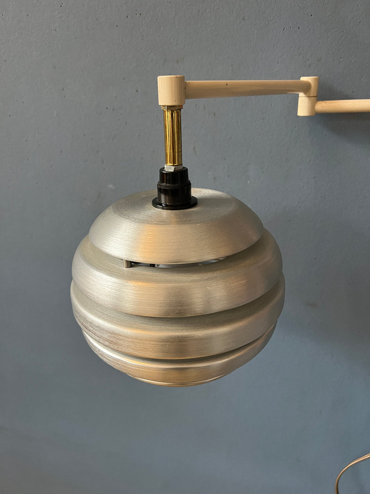 Mid-century Swing-Arm Wall Lamp with Bee Nest Shade