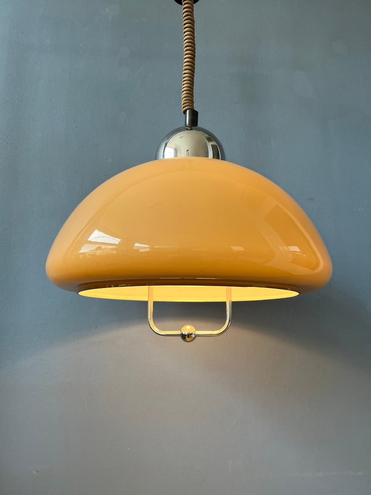 Space Age Dijkstra Pendant Light / Beige Vintage Lamp / Mid Century Ceiling Lighting
