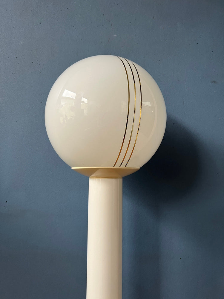 Space Age Woja Holland Floor or Table Lamp with Glass Shade | Vintage 60s Lighting | White Retro Light