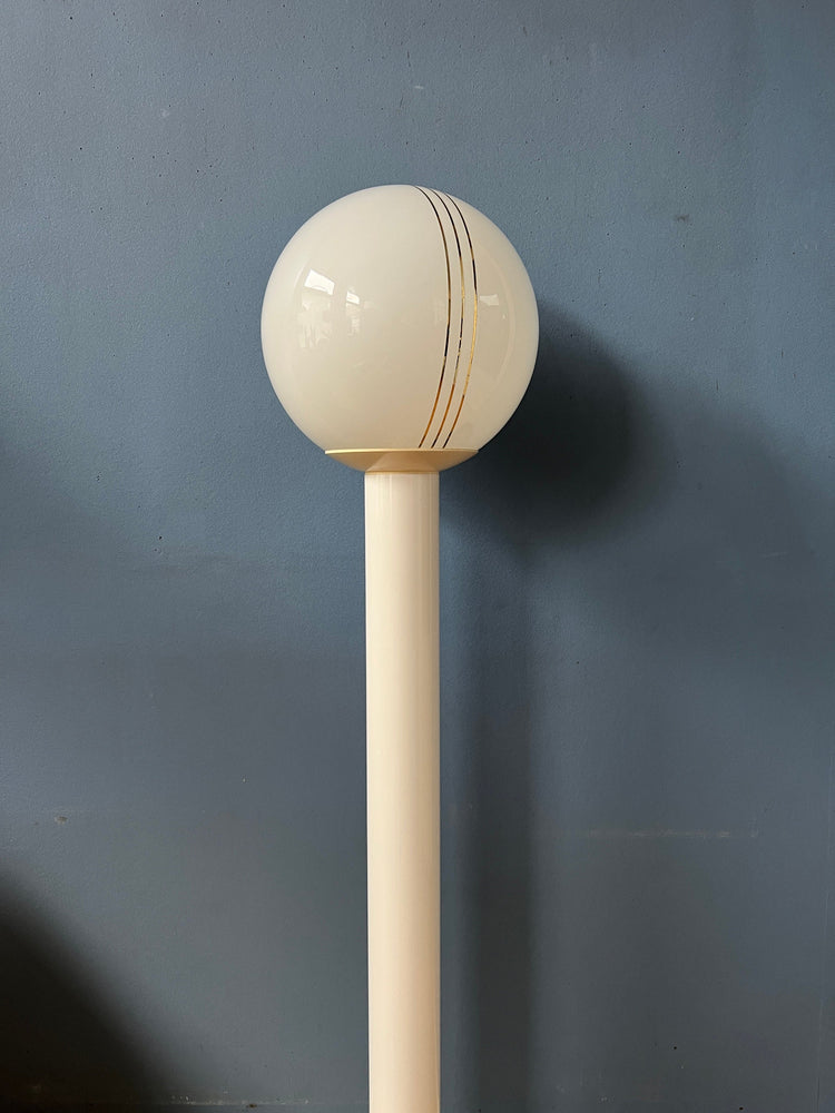 Space Age Woja Holland Floor or Table Lamp with Glass Shade | Vintage 60s Lighting | White Retro Light