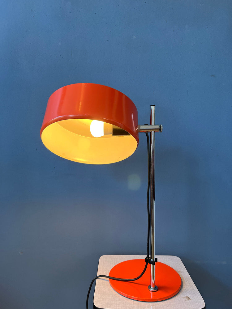 Orange Anvia Flexible Table Lamp | Space Age Desk Lamp | 70s Mid Century Red Light