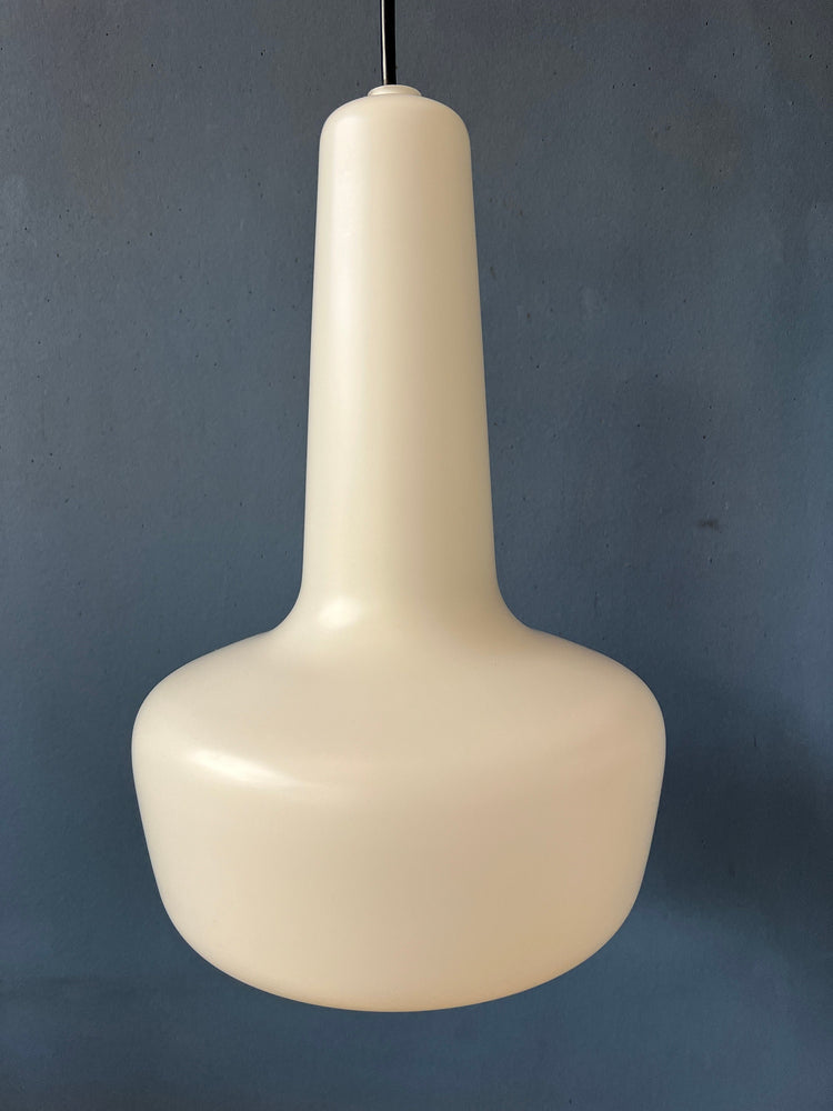 Fog & Mørup White Kreta Pendant Lamp / Holmegaard Mid Century Glass Light Fixture