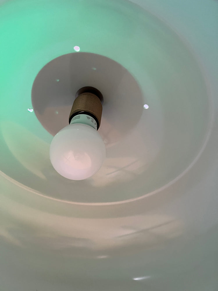 Mid Century Space Age Pendant Light / Green Vintage Lamp / 70s Ceiling Lighting