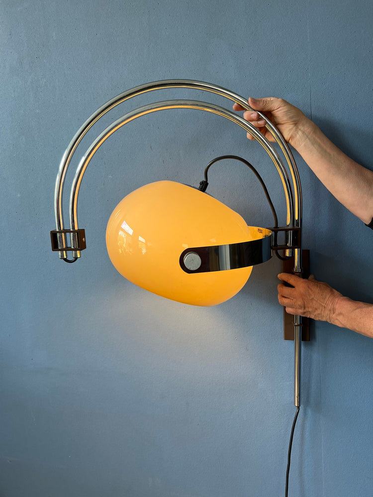 dijkstra wall lamp, double arc lamp, mushroom wall lamp, space age lamp, vintage wall lamp