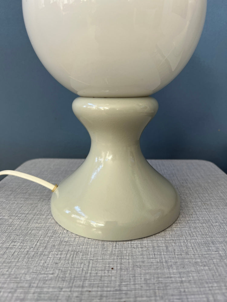 Rare Set (2) of White Space Age Milk Glass Table Lamps