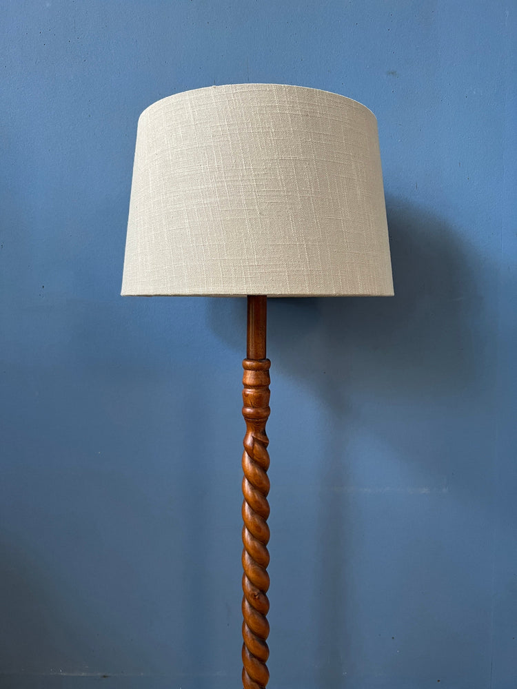 Vintage Hand Carved Wooden Floor Lamp / Mid Century Lamp / Teak Lamp