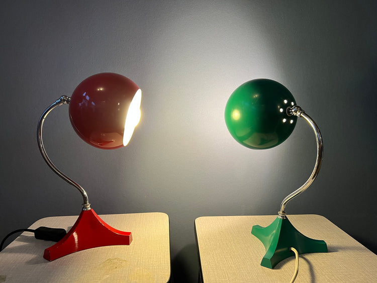 Vintage Set (2) Eyeball Table Lamps / Space Age Desk Lamp / Mid Century Lamp