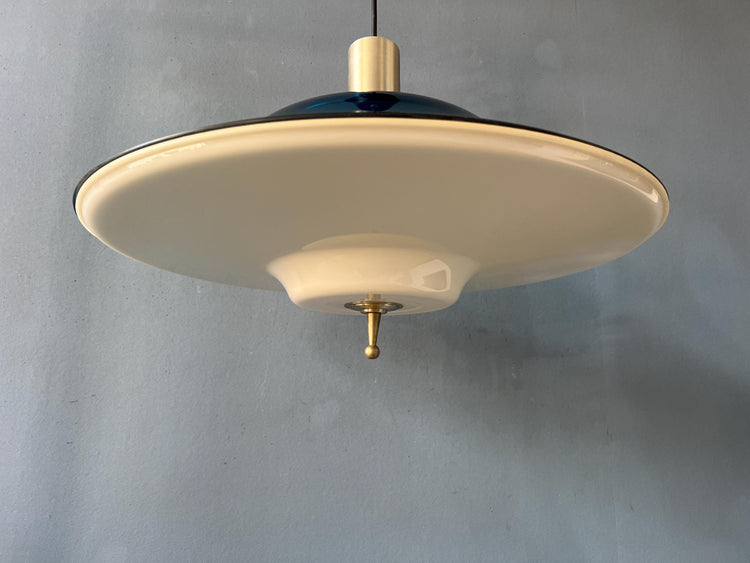 Blue UFO Flying Saucer Space Age Pendant Lamp
