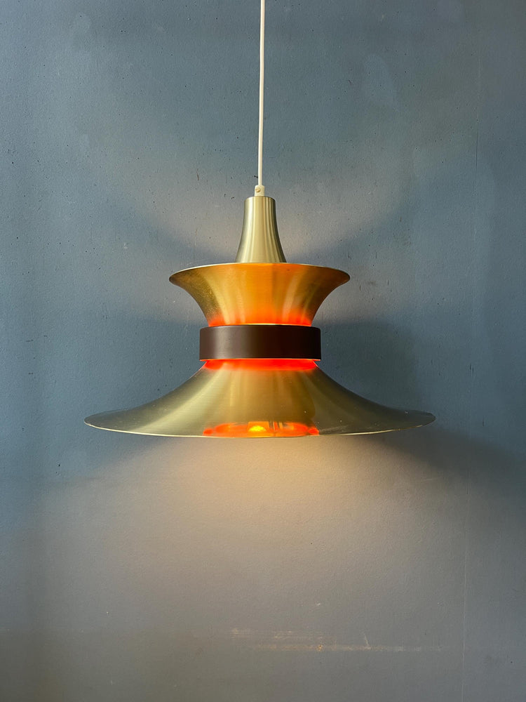 Large Flying Saucer UFO Pendant Lamp with Orange Light
