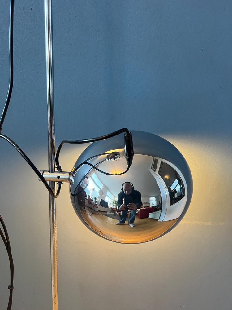 70s Mid Century Chrome Herda Eyeball Floor Lamp