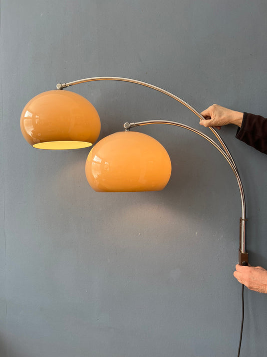 Vintage Double Arc Mushroom Wall Lamp by Dijkstra
