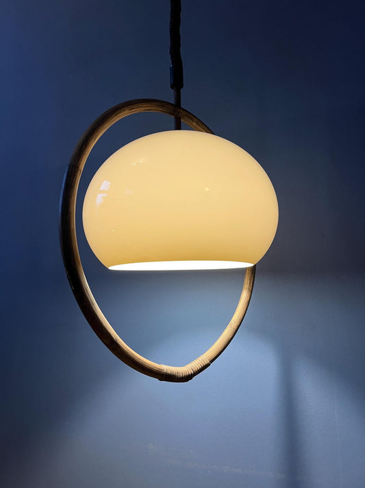 Mid Century Bamboo Dijkstra Space Age Mushroom Pendant Lamp