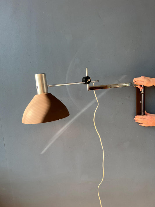 Dijkstra Swivel Arm Mid Century Wall Lamp with Brown Shade