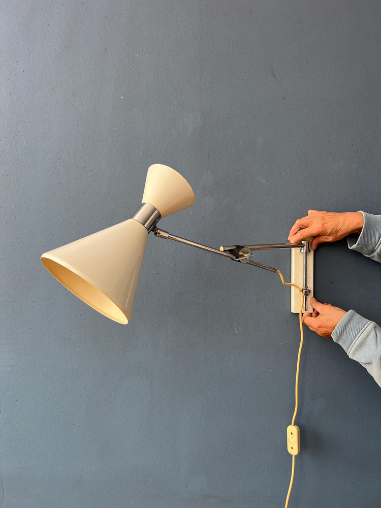 Beige Herda Diabolo Mid Century Swing Arm Wall Lamp