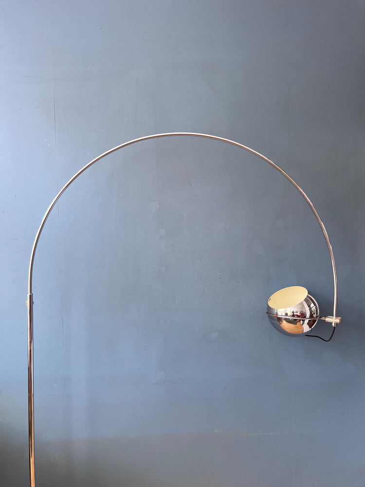 Vintage GEPO Chrome Space Age Arc Floor Lamp with Adjustable Eyeball Shade