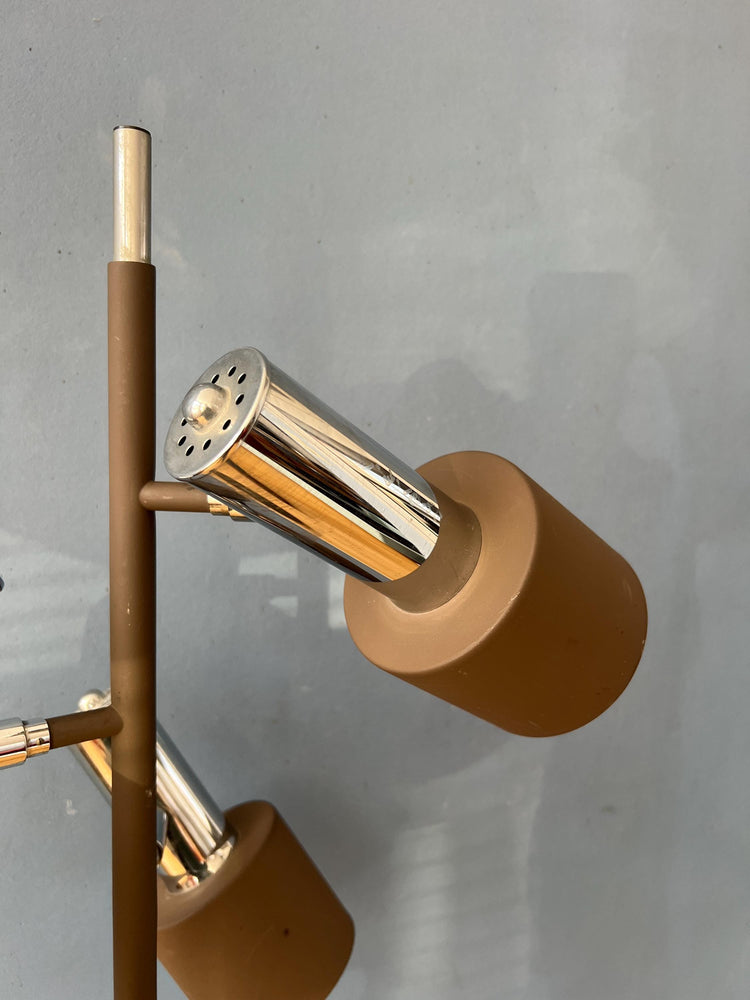 Vintage Brown and Chrome Dijkstra Space Age Floor Lamp