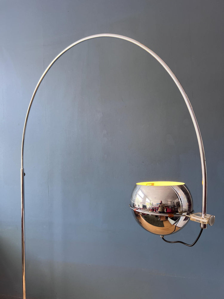 Vintage GEPO Chrome Space Age Arc Floor Lamp with Adjustable Eyeball Shade