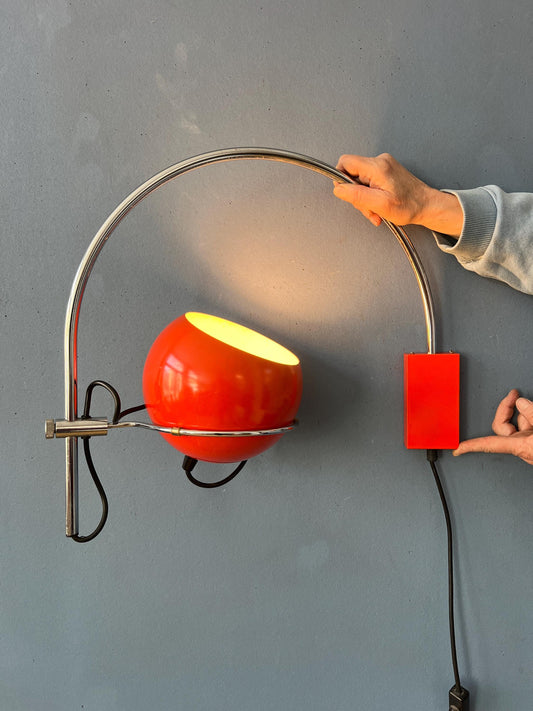 Vintage Orange GEPO Mid Century Arc Eyeball Wall Lamp