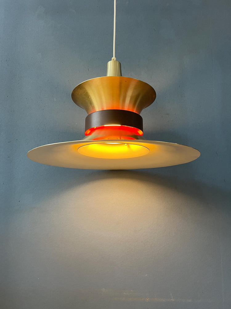 Large Flying Saucer UFO Pendant Lamp with Orange Light