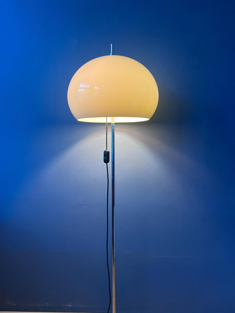 Vintage White Mushroom Floor Lamp | Mid Century Plexiglass Shade