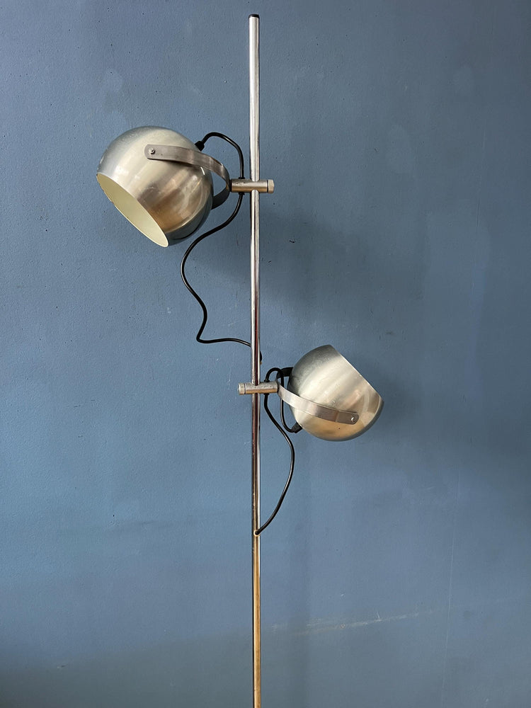 Silver Mid Century Vintage Herda Eyeball Floor Lamp