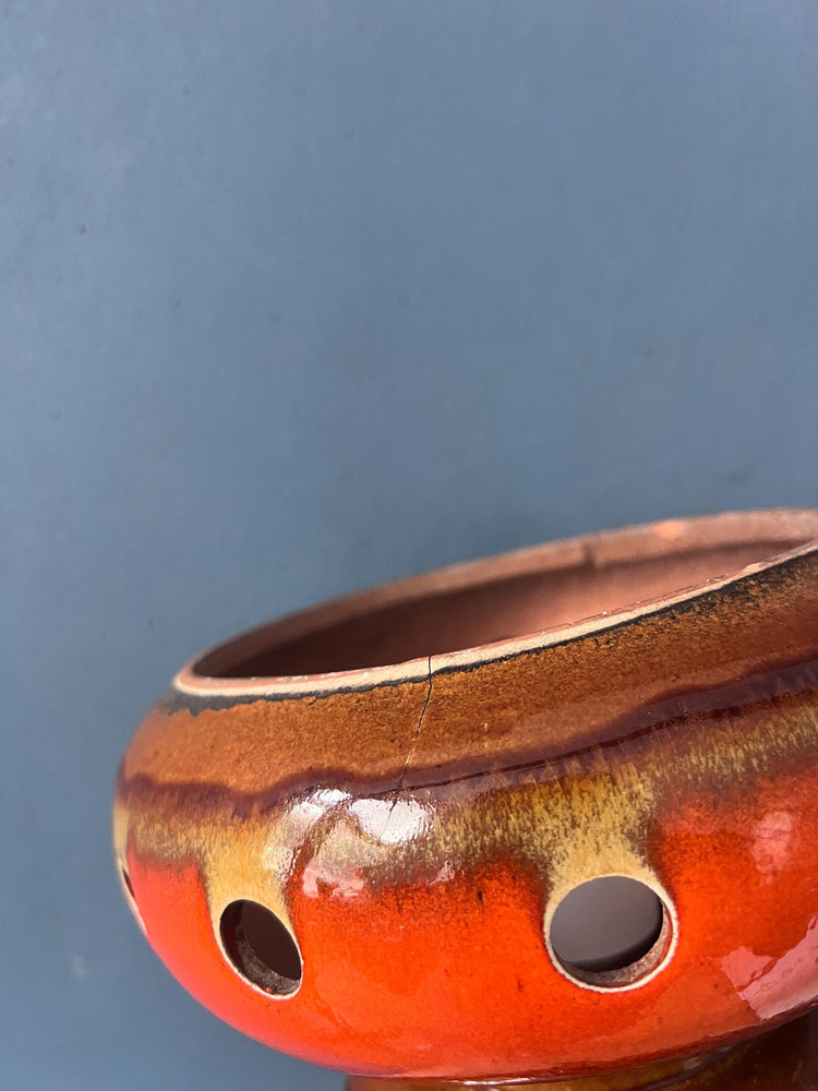 Red Ceramic Pendant Lamp - West Germany Hanging Lamp