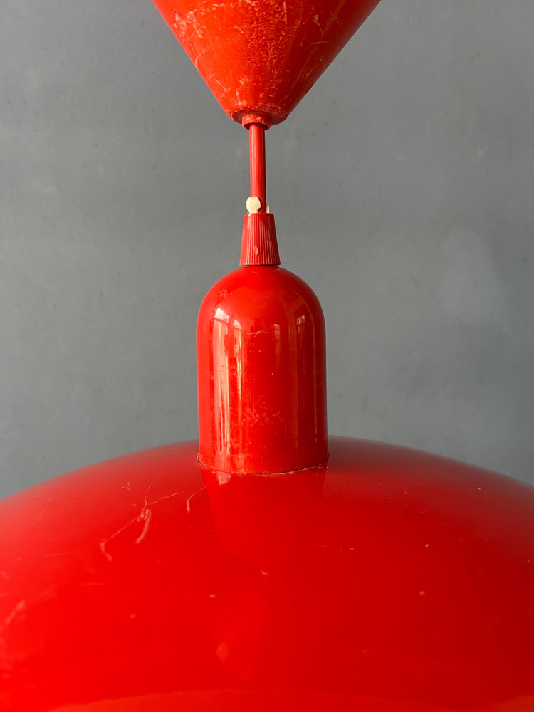 Small Vintage Red Metal Space Age Pendant Lamp