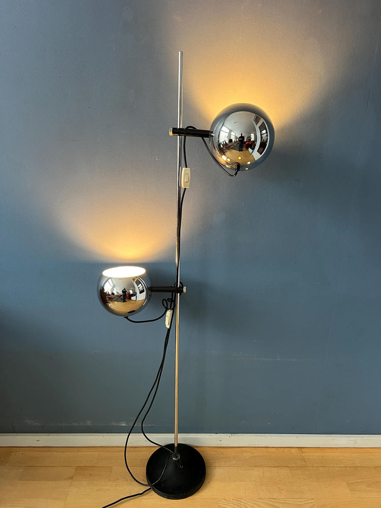 70s Mid Century Chrome Herda Eyeball Floor Lamp