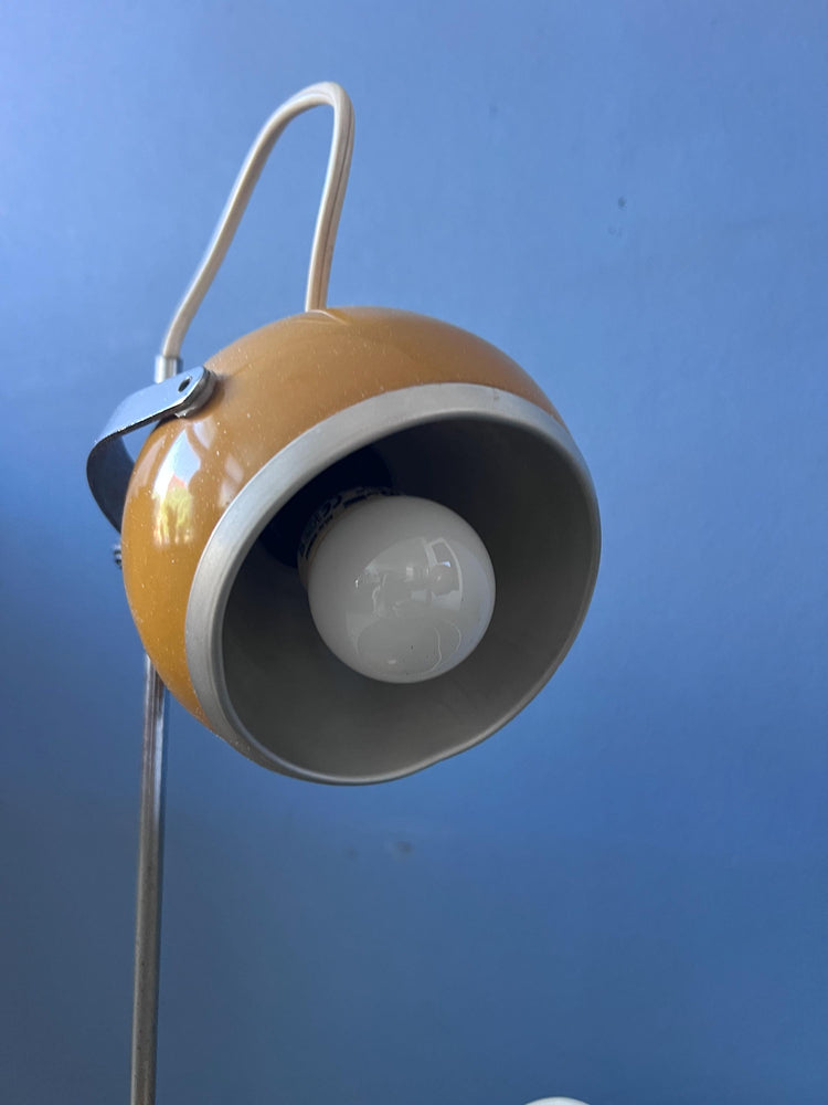 Set of 2 Yellow Space Age Eyeball Table Lamps | Vintage Mid Century Lights