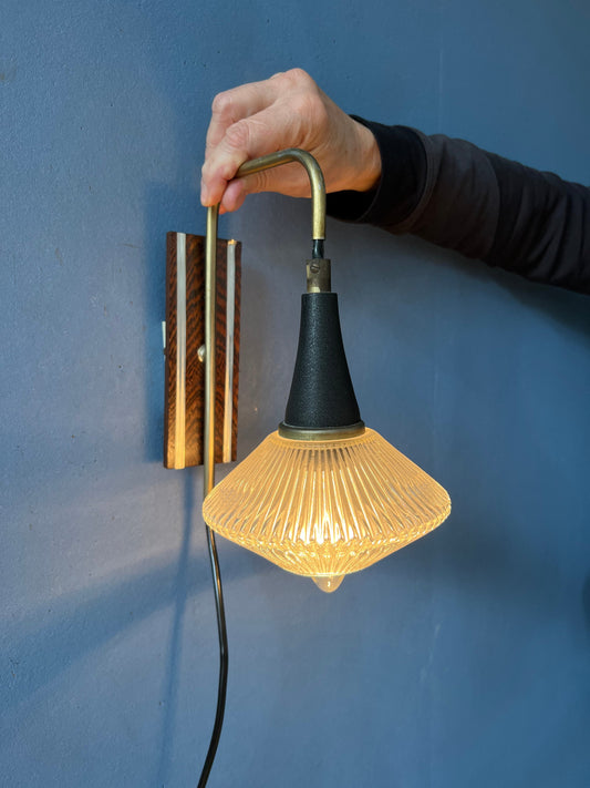 Small Mid Century Rod Glass Hanging Wall Lamp