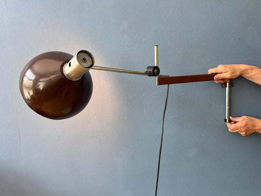 Dijkstra Swivel Arm Mid Century Wall Lamp with Brown Shade