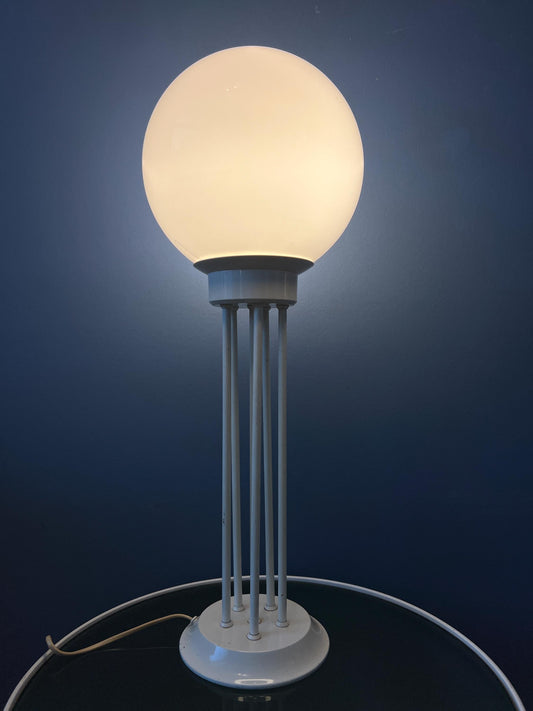 White Space Age Desk Lamp with Opaline Glass Shade by Woja Holland