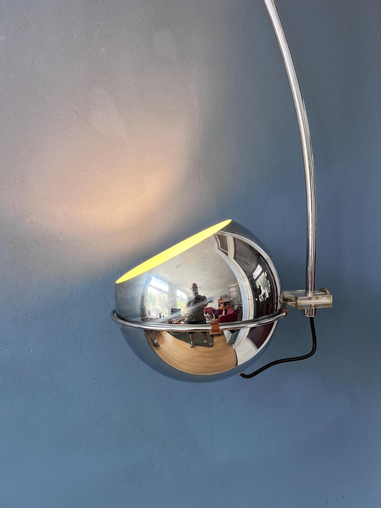 Vintage GEPO Chrome Space Age Arc Floor Lamp with Adjustable Eyeball Shade