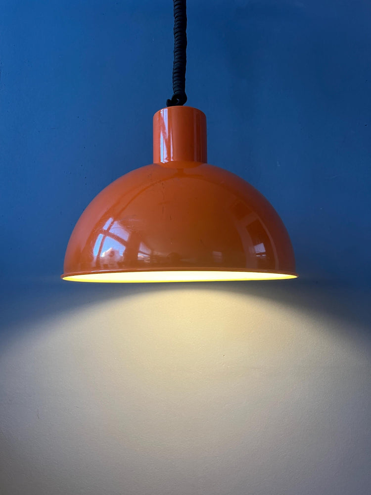 Orange Fog & Morup Enamel Pendant Lamp by Joe Hammerborg