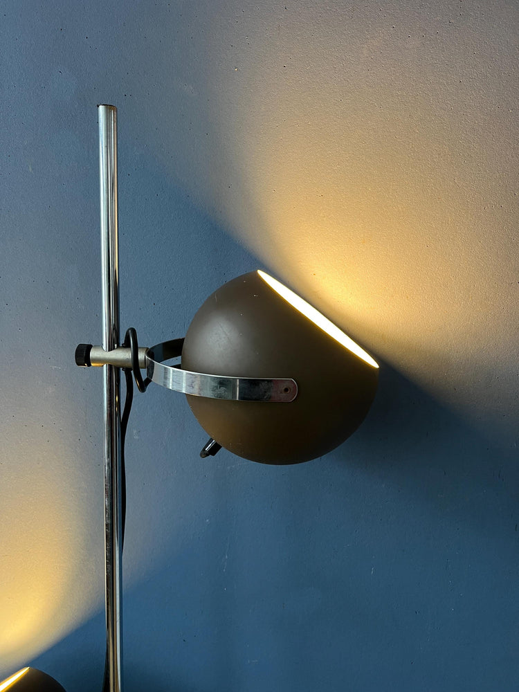 Vintage 70s Mat Brown Eyeball Floor Lamp