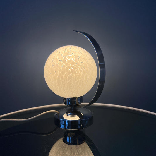 Vintage Chrome Table Lamp with Glass Shade