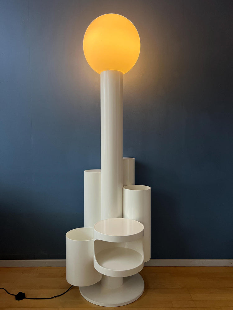 White 'Close Encounter' Floor Lamp and Plant Stand by Kerst Koopman