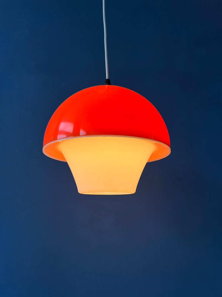 Acrylic Glass Orange and White Space Age Pendant Lamp
