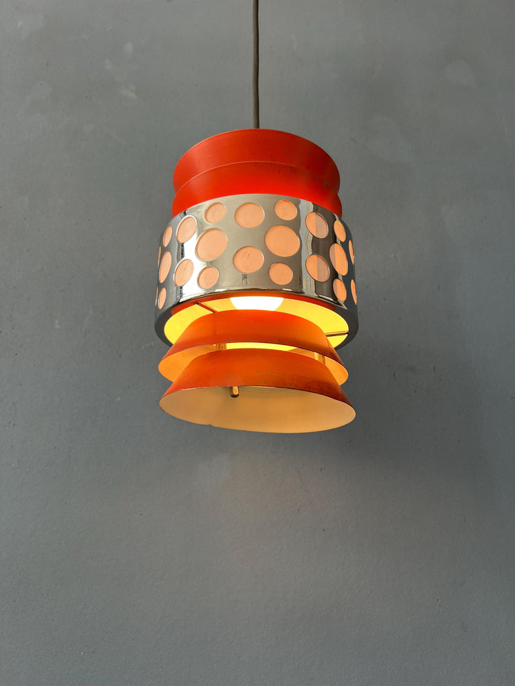 Orange Vintage Massive Belgium Space Age Pendant Lamp