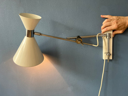 Beige Herda Diabolo Mid Century Swing Arm Wall Lamp
