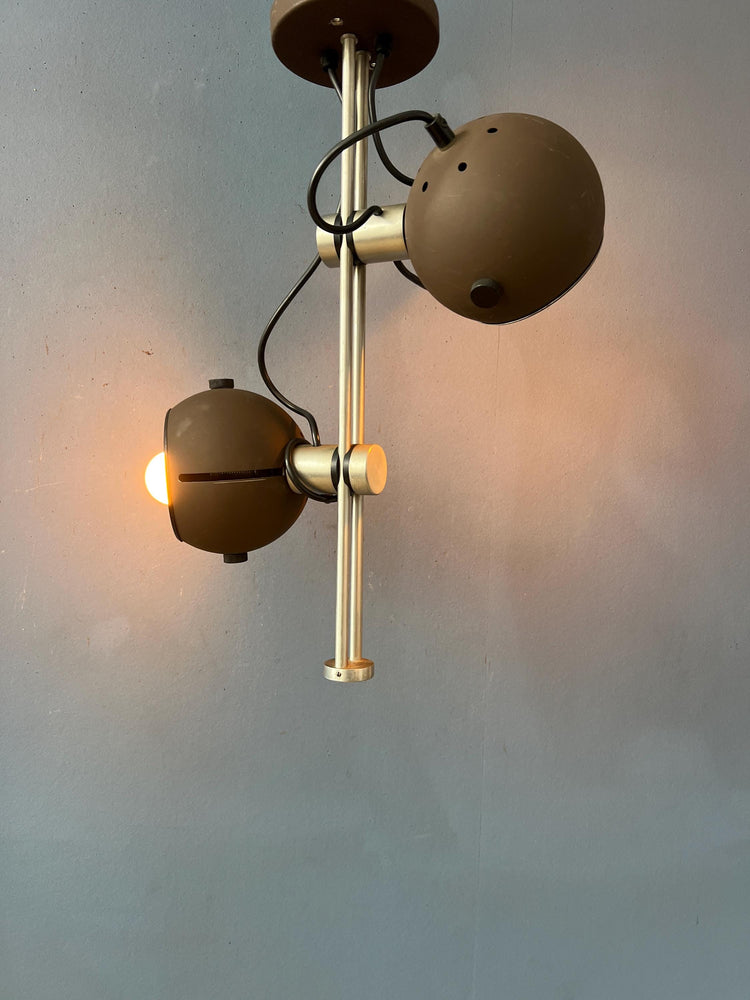 Brown Ceiling Light - Space Age Light Fixture - Vintage Eyeball Lamp