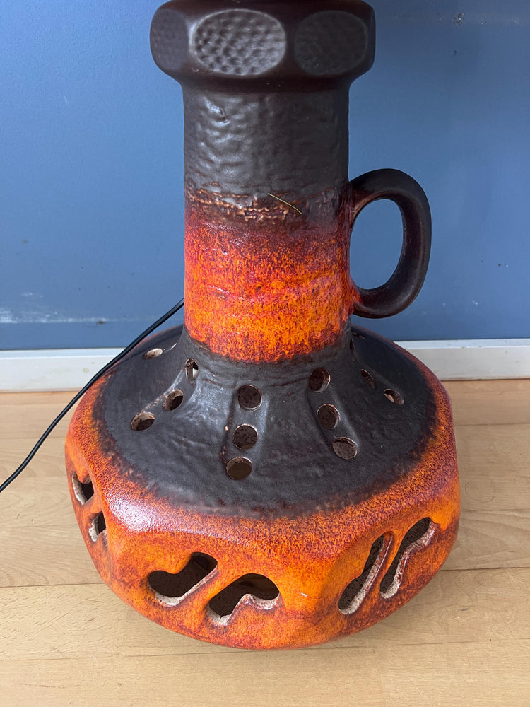 Vintage Orange Ceramic West Germany MCM Floor Lamp