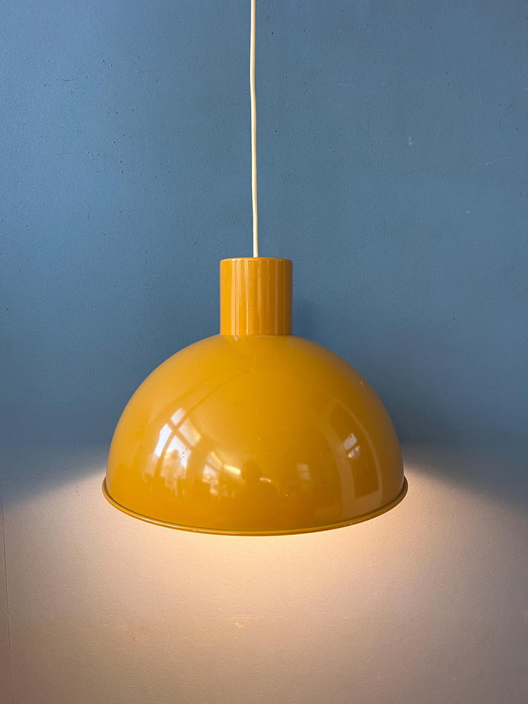Yellow Enamel Pendant Lamp by Joe Hammerborg for Fog & Mørup