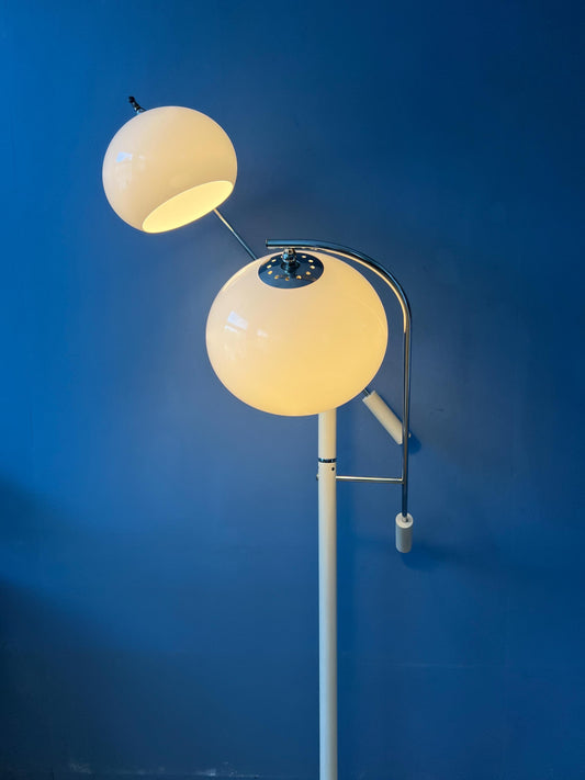 White Dijkstra Mushroom Swing Arm Space Age Floor Lamp