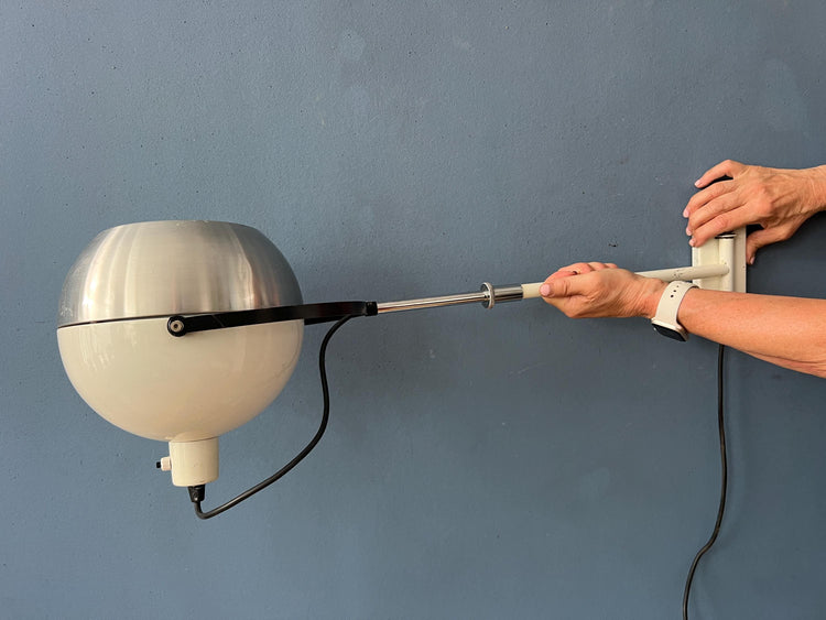 Extendable Dijkstra Mid Century White Globe Wall Lamp