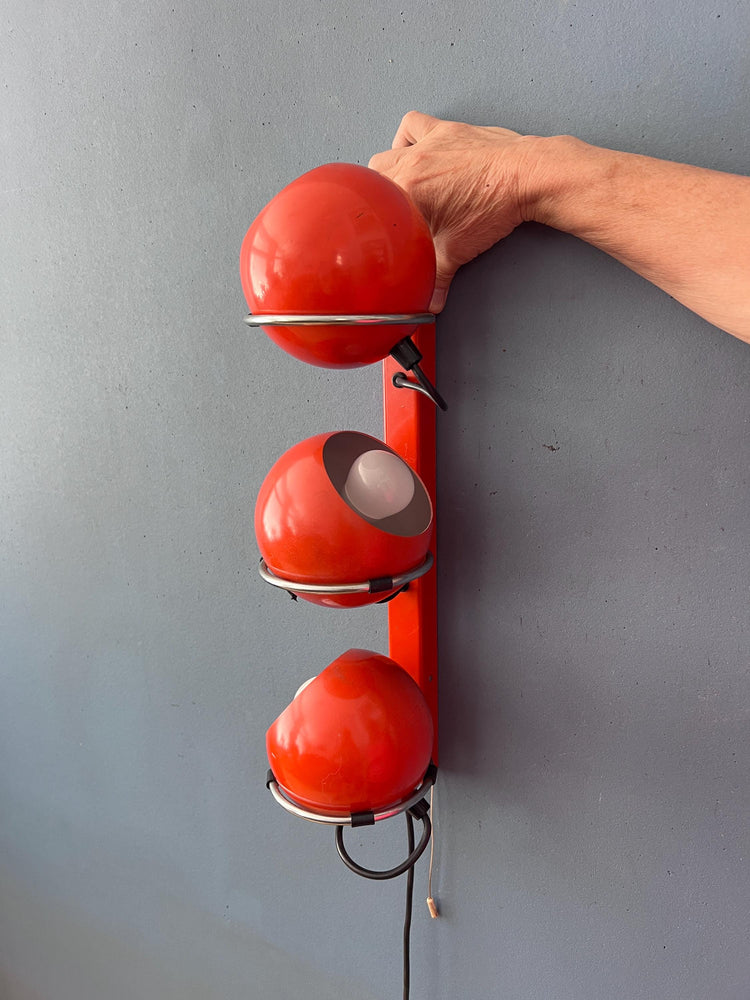 Mid Century Red GEPO Space Age Eyeball Wall Lamp
